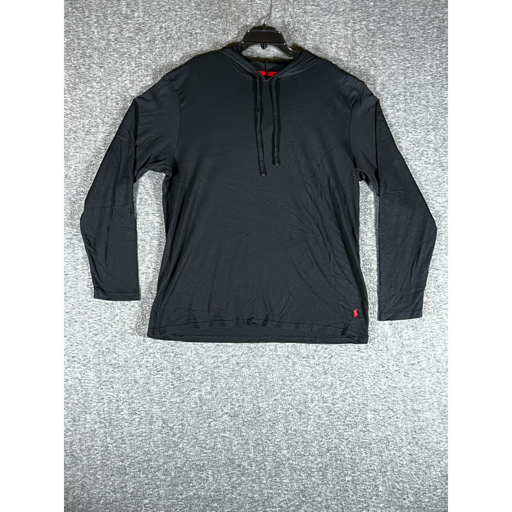 Polo Ralph Lauren Supreme Comfort Mens Large Black Long Sleeve Hoodie Shirt